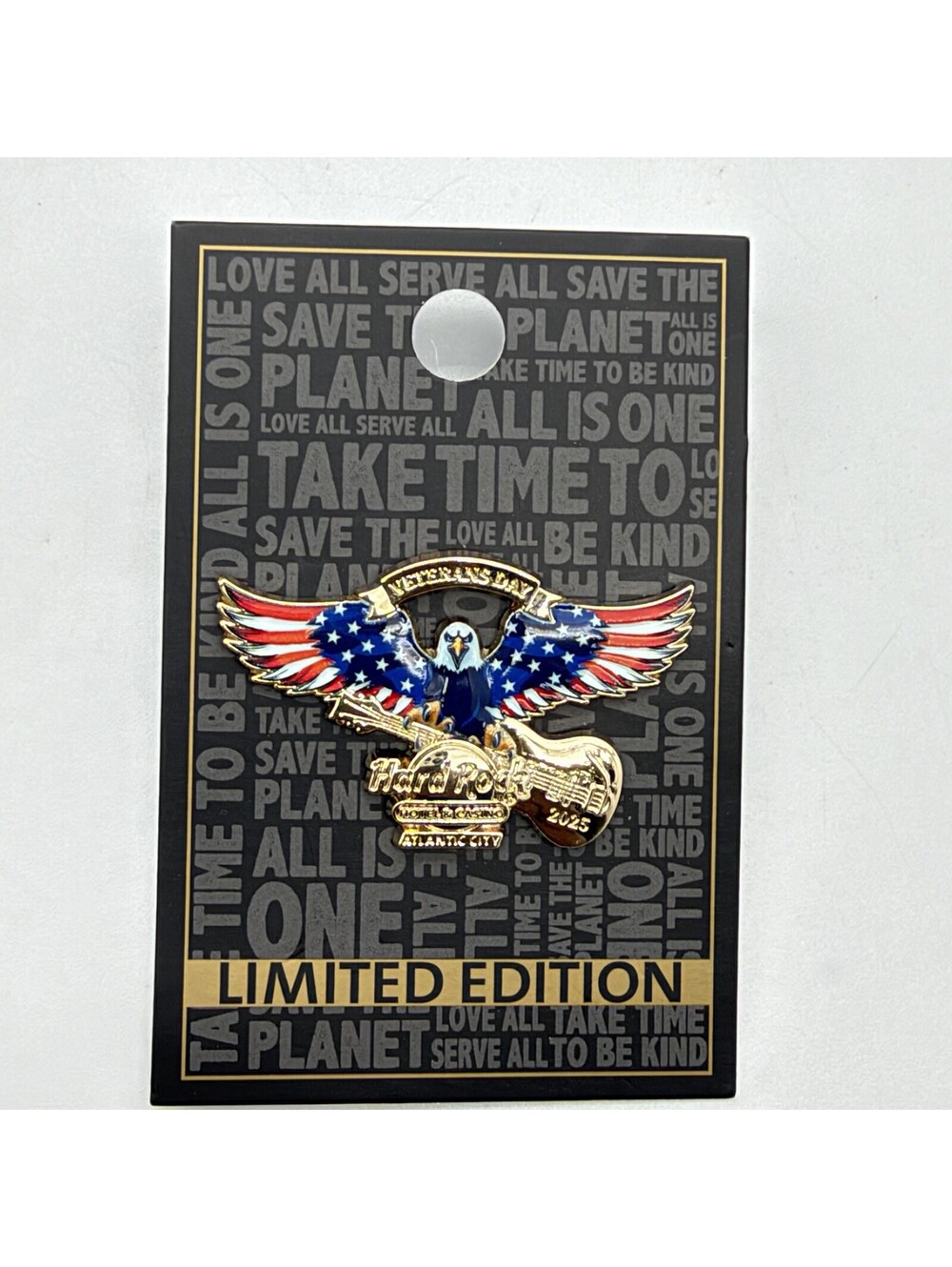 Hard Rock Atlantic City Veterans Day 2025 Eagle Guitar Limited Edition Pin
